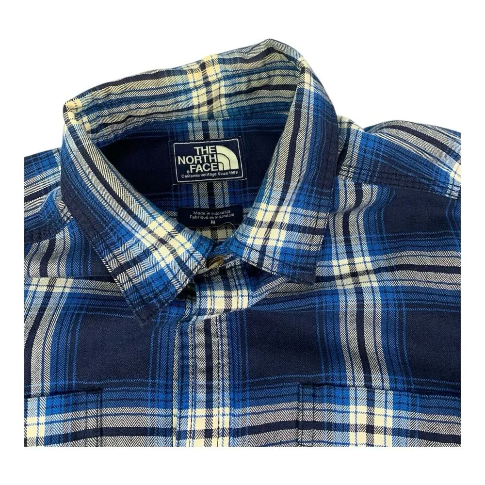 The North Face Men’s Flannel Shirt, Long Sleeve, Blue Plaid, Size Medium